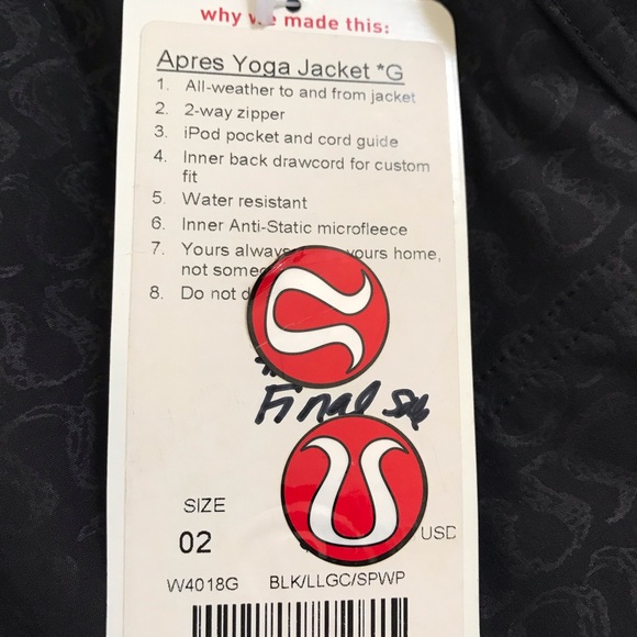 lululemon apres yoga jacket size 2 - Picture 7 of 8